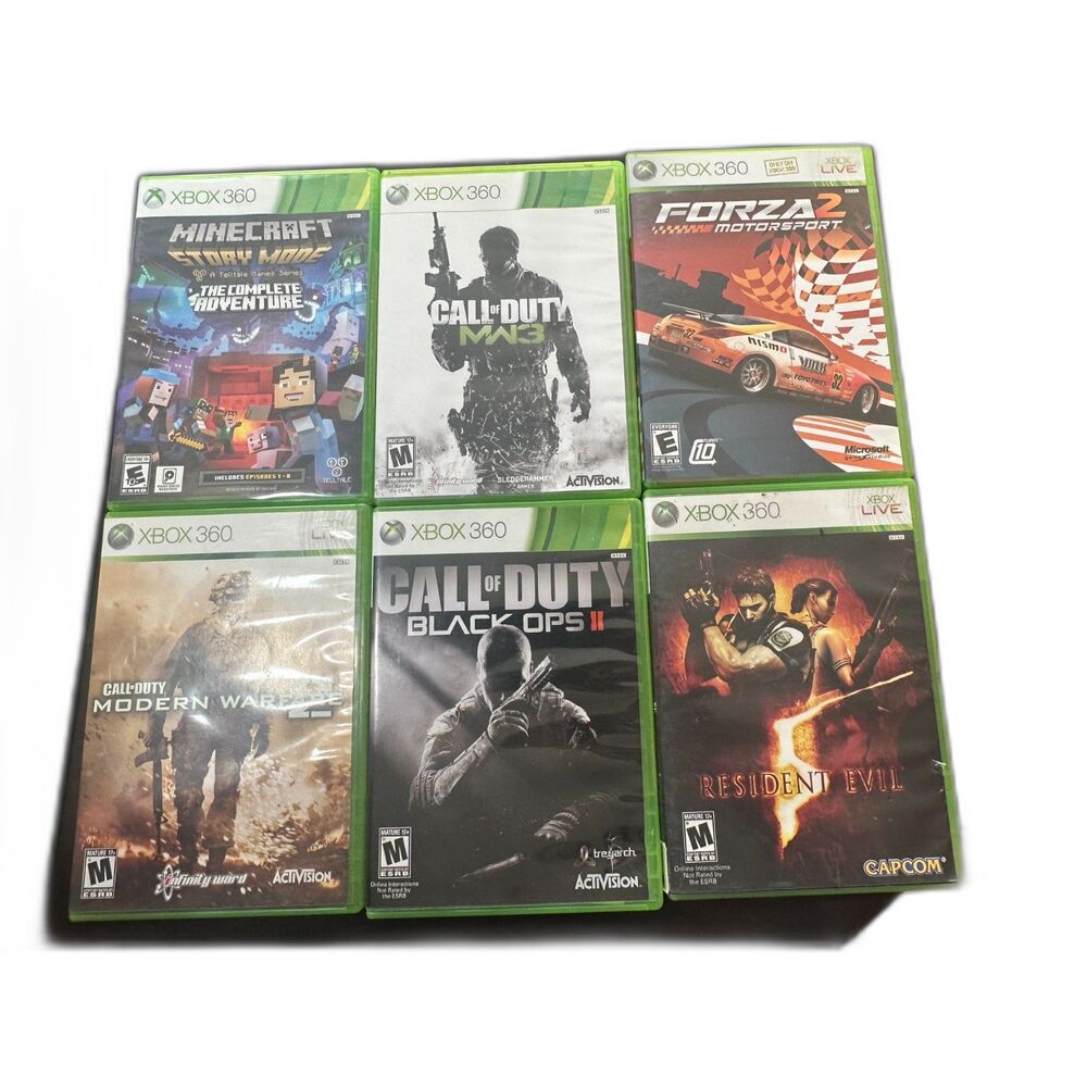 Xbox 360 Video Game Lot of 6 Call of Duty Minecraft Resident Evil Forza